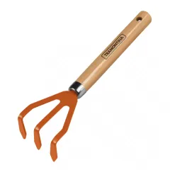 Ancinho Metálico com 3 Dentes e Cabo de Madeira para Jardinagem - Tramontina 77909001