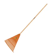 Vassoura com 22 Dentes em Polipropileno Laranja com Cabo de Madeira 120 cm - Tramontina 77850721