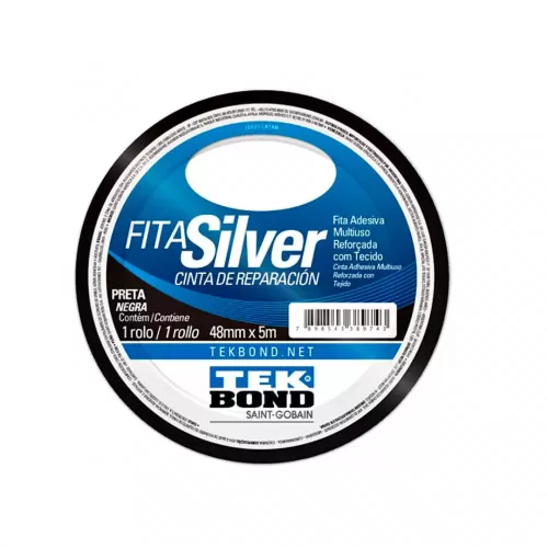 Fita Silver Tape Preta 48 MM x 5 M - Tekbond 21191104805