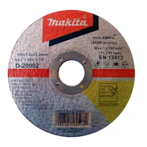 Disco de Corte Inox WA60 41/2 X 3/64 X 7/8 TBF 2 - Makita D-20002-10