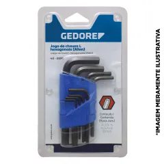 Jogo de Chaves Allen Hexagonais Curtas Tipo L 8 Peças 1/16 Jogo de Chaves Allen Hexagonais Curtas Tipo L 8 Peças 1/16