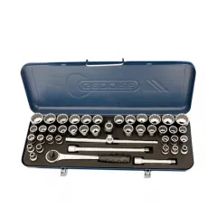 Jogo de Soquete Estriado com 43 peças 10 à 32 MM e 3/8 Jogo de Soquete Estriado com 43 peças 10 à 32 MM e 3/8