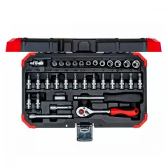 Jogo de Soquetes Sextavados com 33 peças 4 MM à 13 MM Encaixe de 1/4