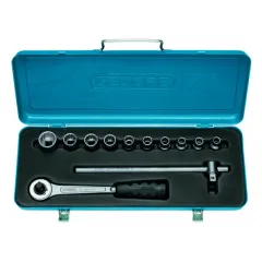 Jogo de Soquetes Estriado com 12 peças 10 à 22 MM Encaixe 1/2 Jogo de Soquetes Estriado com 12 peças 10 à 22 MM Encaixe 1/2