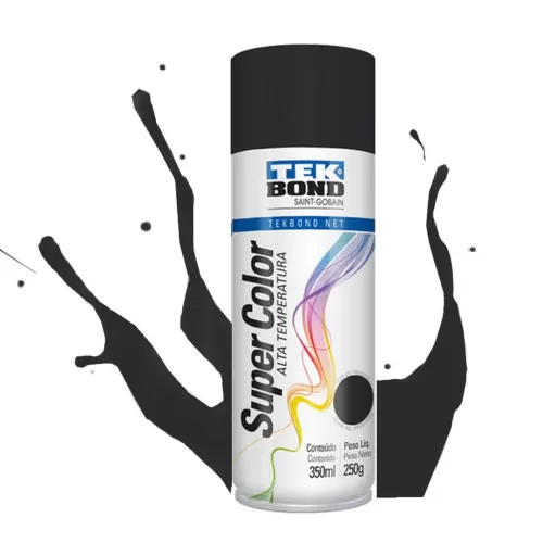 Tinta Spray Preto Fosco Alta Temperatura 350Ml - Tekbond 23371006900