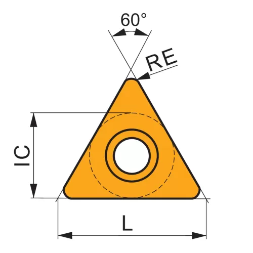 Inserto de Torneamento Face Única Positivo Triangular com 7° folga 3/8