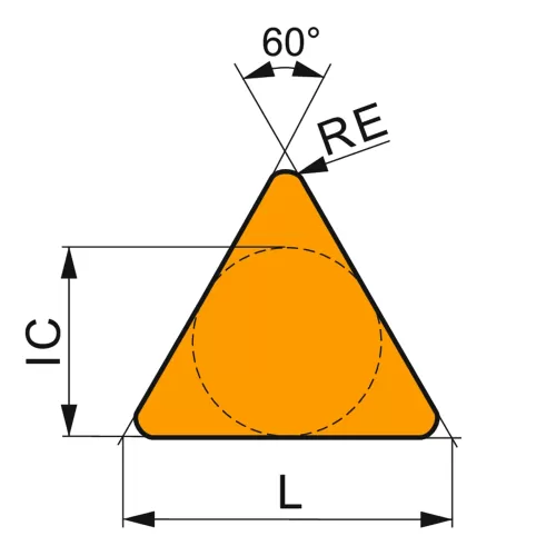 Inserto de Torneamento Face Única Positivo Triangular com 11° Folga 1/4