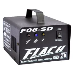 Carregador de Bateria 6A 14V Bivolt - Flach F06 SD Carregador de Bateria 6A 14V Bivolt - Flach F06 SD