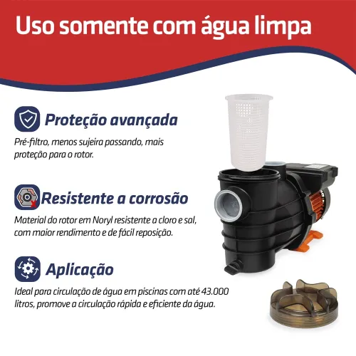 Bomba D'aguá para Piscina 0,3 HP 127 V - Intech Machine BPI300