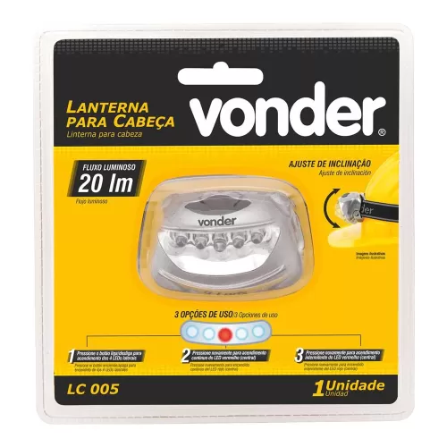 Lanterna de LED para Cabeça 5 leds 20 Lúmens - Vonder 80.75.005.000