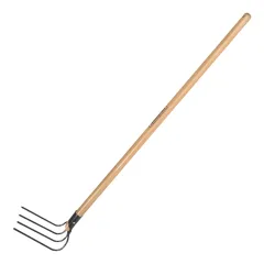 Forcado Metálico Curvo de Arame 4 Dentes com Cabo de Madeira 120 cm - Tramontina 77140544
