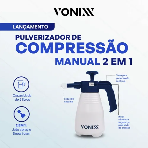 Pulverizador de Compressão Manual Spray e Foam 2 Litros - Vonixx 2050502