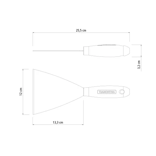 Espátula Metálica Rígida 12cm em Aço Carbono com Cabo de Madeira - Tramontina 77394125