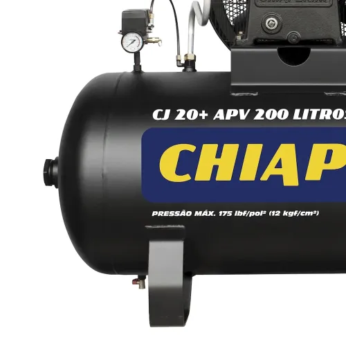 Compressor de Ar com 2 Estágios e Alta Pressão 175 psi 20 pcm 200L 5HP Trifásico 220/380V IP21 - Chiaperini 00688