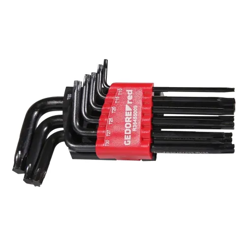 Jogo de Chaves Allen Tipo L Perfil Tork com 9 Peças T10 a T50 - Gedore Red 3369856 Jogo de Chaves Allen Tipo L Perfil Tork com 9 Peças T10 a T50 - Gedore Red 3369856