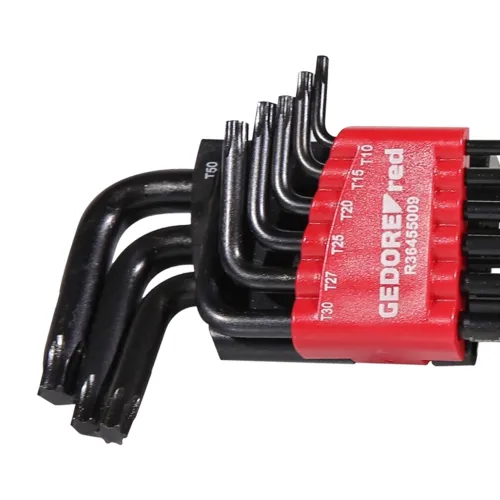 Jogo de Chaves Allen Tipo L Perfil Tork com 9 Peças T10 a T50 - Gedore Red 3369856 Jogo de Chaves Allen Tipo L Perfil Tork com 9 Peças T10 a T50 - Gedore Red 3369856