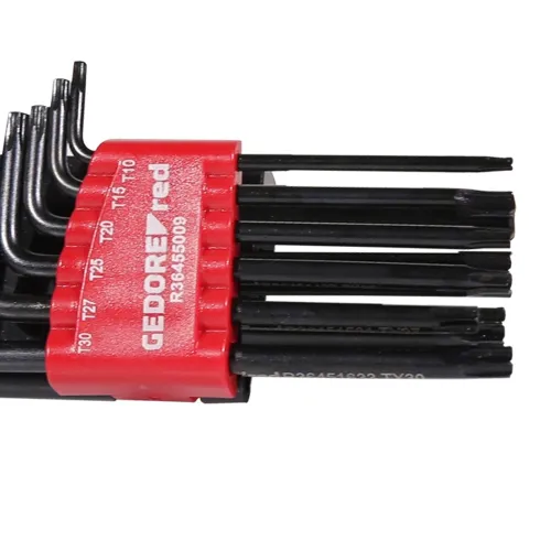 Jogo de Chaves Allen Tipo L Perfil Tork com 9 Peças T10 a T50 - Gedore Red 3369856 Jogo de Chaves Allen Tipo L Perfil Tork com 9 Peças T10 a T50 - Gedore Red 3369856