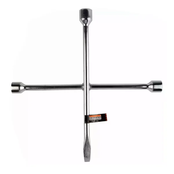 Chave de Roda Tipo Cruz 3 Bocas 17 x 19 x 21 mm e 1 Espátula