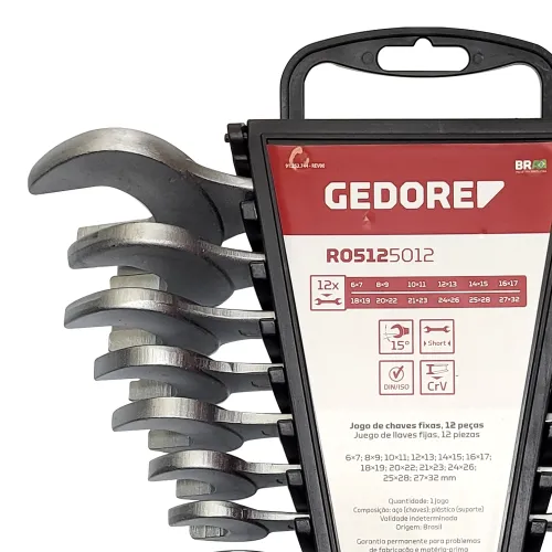 Jogo de Chaves Fixas com 12 peças de 6 à 32 mm - Gedore Red 3365212