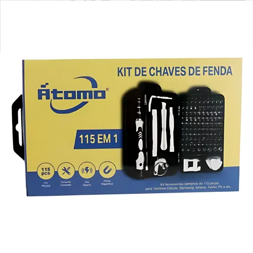 Kit de Chaves de Precisão 115 em 1 para Reparos - Atomo MO-JF148-18 Kit de Chaves de Precisão 115 em 1 para Reparos - Atomo MO-JF148-18