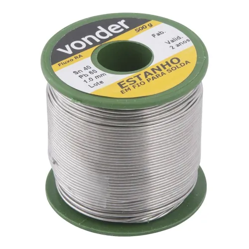 Estanho em Fio com Fluxo 1 mm 40 x 60 com 500 g - Vonder 74.51.406.010 Estanho em Fio com Fluxo 1 mm 40 x 60 com 500 g - Vonder 74.51.406.010