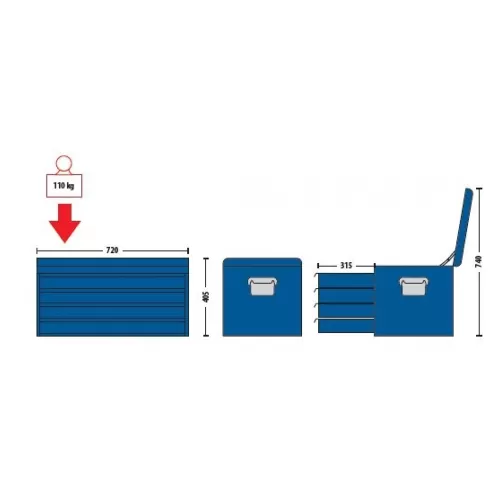 Caixa Tipo Gabinete com 4 Gavetas  - Gedore 001001